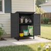 image:imageMCombo Outdoor Storage Cabinet Small Storage Shed with Removable Shelf Wood Garden Shed with 2 Doors for Yard Patio Lawn 246 x 183 x 382 inch 0985 BrownGray
