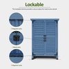image:imageMCombo Outdoor Storage Cabinet Small Storage Shed with Removable Shelf Wood Garden Shed with 2 Doors for Yard Patio Lawn 246 x 183 x 382 inch 0985 BrownBlue