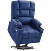 image:imageMCombo Oversized Dual Motor Power Lift Recliner Chair Sofa with Massage and Heat for Big Elderly People Infinite Position USB Ports Faux Leather R7688 Dark Brown LargeOversizeNavy Blue