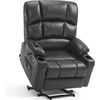 image:imageMCombo Oversized Dual Motor Power Lift Recliner Chair Sofa with Massage and Heat for Big Elderly People Infinite Position USB Ports Faux Leather R7688 Dark Brown LargeOversizeDark Grey