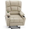 image:imageMCombo Oversized Dual Motor Power Lift Recliner Chair Sofa with Massage and Heat for Big Elderly People Infinite Position USB Ports Faux Leather R7688 Dark Brown LargeOversizeBeige