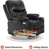 image:imageMCombo Oversized Swivel Glider Rocker Power Recliner Chair for Living Room with Heat and Vibration Massage USB Ports Cup Holders and Pockets Faux Leather 7785 BlackBlack