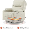 image:imageMCombo Oversized Swivel Glider Rocker Power Recliner Chair for Living Room with Heat and Vibration Massage USB Ports Cup Holders and Pockets Faux Leather 7785 BlackMilk White