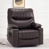 image:imageMCombo Oversized Swivel Glider Rocker Power Recliner Chair for Living Room with Heat and Vibration Massage USB Ports Cup Holders and Pockets Faux Leather 7785 BlackChocolate Brown