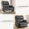 image:imageMCombo Oversized Swivel Glider Rocker Power Recliner Chair for Living Room with Heat and Vibration Massage USB Ports Cup Holders and Pockets Faux Leather 7785 BlackGrey