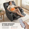 image:imageMCombo Oversized Swivel Glider Rocker Power Recliner Chair for Living Room with Heat and Vibration Massage USB Ports Cup Holders and Pockets Faux Leather 7785 BlackGrey
