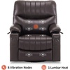image:imageMCombo Oversized Swivel Glider Rocker Power Recliner Chair for Living Room with Heat and Vibration Massage USB Ports Cup Holders and Pockets Faux Leather 7785 BlackChocolate Brown