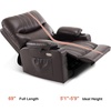image:imageMCombo Oversized Swivel Glider Rocker Power Recliner Chair for Living Room with Heat and Vibration Massage USB Ports Cup Holders and Pockets Faux Leather 7785 BlackChocolate Brown