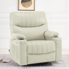 image:imageMCombo Oversized Swivel Glider Rocker Power Recliner Chair for Living Room with Heat and Vibration Massage USB Ports Cup Holders and Pockets Faux Leather 7785 BlackMilk White