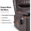 image:imageMCombo Oversized Swivel Glider Rocker Power Recliner Chair for Living Room with Heat and Vibration Massage USB Ports Cup Holders and Pockets Faux Leather 7785 BlackChocolate Brown