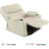 image:imageMCombo Oversized Swivel Glider Rocker Power Recliner Chair for Living Room with Heat and Vibration Massage USB Ports Cup Holders and Pockets Faux Leather 7785 BlackMilk White