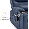 image:imageMCombo Oversized Swivel Glider Rocker Power Recliner Chair for Living Room with Heat and Vibration Massage USB Ports Cup Holders and Pockets Faux Leather 7785 BlackNavy Blue