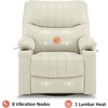 image:imageMCombo Oversized Swivel Glider Rocker Power Recliner Chair for Living Room with Heat and Vibration Massage USB Ports Cup Holders and Pockets Faux Leather 7785 BlackMilk White