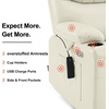 image:imageMCombo Oversized Swivel Glider Rocker Power Recliner Chair for Living Room with Heat and Vibration Massage USB Ports Cup Holders and Pockets Faux Leather 7785 BlackMilk White