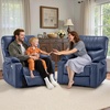 image:imageMCombo Oversized Swivel Glider Rocker Power Recliner Chair for Living Room with Heat and Vibration Massage USB Ports Cup Holders and Pockets Faux Leather 7785 BlackNavy Blue