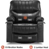 image:imageMCombo Oversized Swivel Glider Rocker Power Recliner Chair for Living Room with Heat and Vibration Massage USB Ports Cup Holders and Pockets Faux Leather 7785 BlackBlack