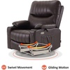 image:imageMCombo Oversized Swivel Glider Rocker Power Recliner Chair for Living Room with Heat and Vibration Massage USB Ports Cup Holders and Pockets Faux Leather 7785 BlackChocolate Brown
