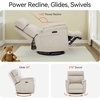 image:imageMCombo Oversized Swivel Glider Rocker Recliner with Adjustable Headrest Dual Motor Power Recliner for Nursery Led Nightlight Fabric PR601 BeigeBeige