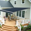 image:imageMCombo Patio Awning 10x8 Feet Sunshade Canopy with HalfCassette for Manual Retractable Awnings 4679 BeigeDark Blue