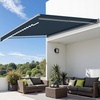 image:imageMCombo Patio Awning 10x8 Feet Sunshade Canopy with HalfCassette for Manual Retractable Awnings 4679 BeigeDark Blue