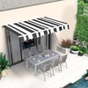 image:imageMCombo Patio Awning 111x95 Feet Fabric Replacement Sunshade Canopy for Retractable Awnings 111x95 ft BurgundyWhite with Black Stripes