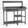 image:imageMCombo Potting Bench Outdoor Garden Potting Table with Dry Sink Drawer Storage Shelves Natural Wooden Work Station for Patio Backyard and Porch 0458 GreyGray