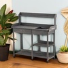 image:imageMCombo Potting Bench Outdoor Garden Potting Table with Dry Sink Drawer Storage Shelves Natural Wooden Work Station for Patio Backyard and Porch 0458 GreyGray