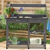 image:imageMCombo Potting Bench Outdoor Garden Potting Table with Dry Sink Drawer Storage Shelves Natural Wooden Work Station for Patio Backyard and Porch 0458 GreyGray