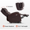 image:imageMCombo Power Lift Recliner Chair Sofa with Massage and Heat Adjustable Headrest for Elderly People Solid Wood Armrest USB Ports Side Pockets Faux Leather 7917 Cream White MediumDark Brown