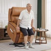 image:imageMCombo Power Lift Recliner Chair Sofa with Massage and Heat Adjustable Headrest for Elderly People Solid Wood Armrest USB Ports Side Pockets Faux Leather 7917 Cream White MediumTawny