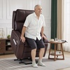 image:imageMCombo Power Lift Recliner Chair Sofa with Massage and Heat Adjustable Headrest for Elderly People Solid Wood Armrest USB Ports Side Pockets Faux Leather 7917 Cream White MediumDark Brown