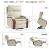 image:imageMCombo Power Lift Recliner Chair Sofa with Massage and Heat Adjustable Headrest for Elderly People Solid Wood Armrest USB Ports Side Pockets Faux Leather 7917 Cream White MediumCream White