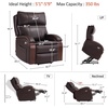 image:imageMCombo Power Lift Recliner Chair Sofa with Massage and Heat Adjustable Headrest for Elderly People Solid Wood Armrest USB Ports Side Pockets Faux Leather 7917 Cream White MediumDark Brown