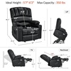 image:imageMCombo Power Lift Recliner Chair for Elderly Lift Chair with Heat and Massage USB ampType C Ports Cup Holders Faux Leather 7095 Medium BlackBlack