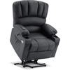 image:imageMCombo Power Lift Recliner Chair for Elderly Lift Chair with Heat and Massage USB ampType C Ports Cup Holders Faux Leather 7095 Medium BlackBlack