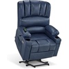 image:imageMCombo Power Lift Recliner Chair for Elderly Lift Chair with Heat and Massage USB ampType C Ports Cup Holders Faux Leather 7095 Medium BlackBlue