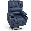 image:imageMCombo Power Lift Recliner Chair for Elderly Lift Chair with Heat and Massage USB ampType C Ports Cup Holders Faux Leather 7095 Medium BlackBlue