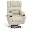 image:imageMCombo Power Lift Recliner Chair for Elderly Lift Chair with Heat and Massage USB ampType C Ports Cup Holders Faux Leather 7095 Medium BlackCream White
