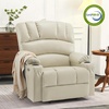 image:imageMCombo Power Lift Recliner Chair for Elderly Lift Chair with Heat and Massage USB ampType C Ports Cup Holders Faux Leather 7095 Medium BlackCream White