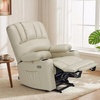 image:imageMCombo Power Lift Recliner Chair for Elderly Lift Chair with Heat and Massage USB ampType C Ports Cup Holders Faux Leather 7095 Medium BlackCream White