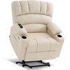 image:imageMCombo Power Lift Recliner Chair for Elderly Lift Chair with Heat and Massage USB ampType C Ports Cup Holders Faux Leather 7095 Medium BlackCream White