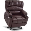image:imageMCombo Power Lift Recliner Chair for Elderly Lift Chair with Heat and Massage USB ampType C Ports Cup Holders Faux Leather 7095 Medium BlackDark Brown