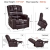 image:imageMCombo Power Lift Recliner Chair for Elderly Lift Chair with Heat and Massage USB ampType C Ports Cup Holders Faux Leather 7095 Medium BlackDark Brown