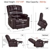 image:imageMCombo Power Lift Recliner Chair for Elderly Lift Chair with Heat and Massage USB ampType C Ports Cup Holders Faux Leather 7095 Medium BlackDark Brown