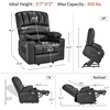 image:imageMCombo Power Lift Recliner Chair for Elderly Lift Chair with Heat and Massage USB ampType C Ports Cup Holders Faux Leather 7095 Medium BlackGrey
