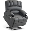 image:imageMCombo Power Lift Recliner Chair for Elderly Lift Chair with Heat and Massage USB ampType C Ports Cup Holders Faux Leather 7095 Medium BlackGrey