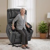 image:imageMCombo Power Lift Recliner Chair for Elderly Lift Chair with Heat and Massage USB ampType C Ports Cup Holders Faux Leather 7095 Medium BlackGrey