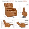 image:imageMCombo Power Lift Recliner Chair for Elderly Lift Chair with Heat and Massage USB ampType C Ports Cup Holders Faux Leather 7095 Medium BlackTawny