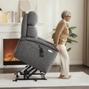 image:imageMCombo Power Lift Recliner Chair with Massage and Dual Heating Adjustable Headrest Extended Footrest for Elderly People Fabric R7605 Dark GreyDark Grey