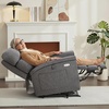 image:imageMCombo Power Lift Recliner Chair with Massage and Dual Heating Adjustable Headrest Extended Footrest for Elderly People Fabric R7605 Dark GreyDark Grey